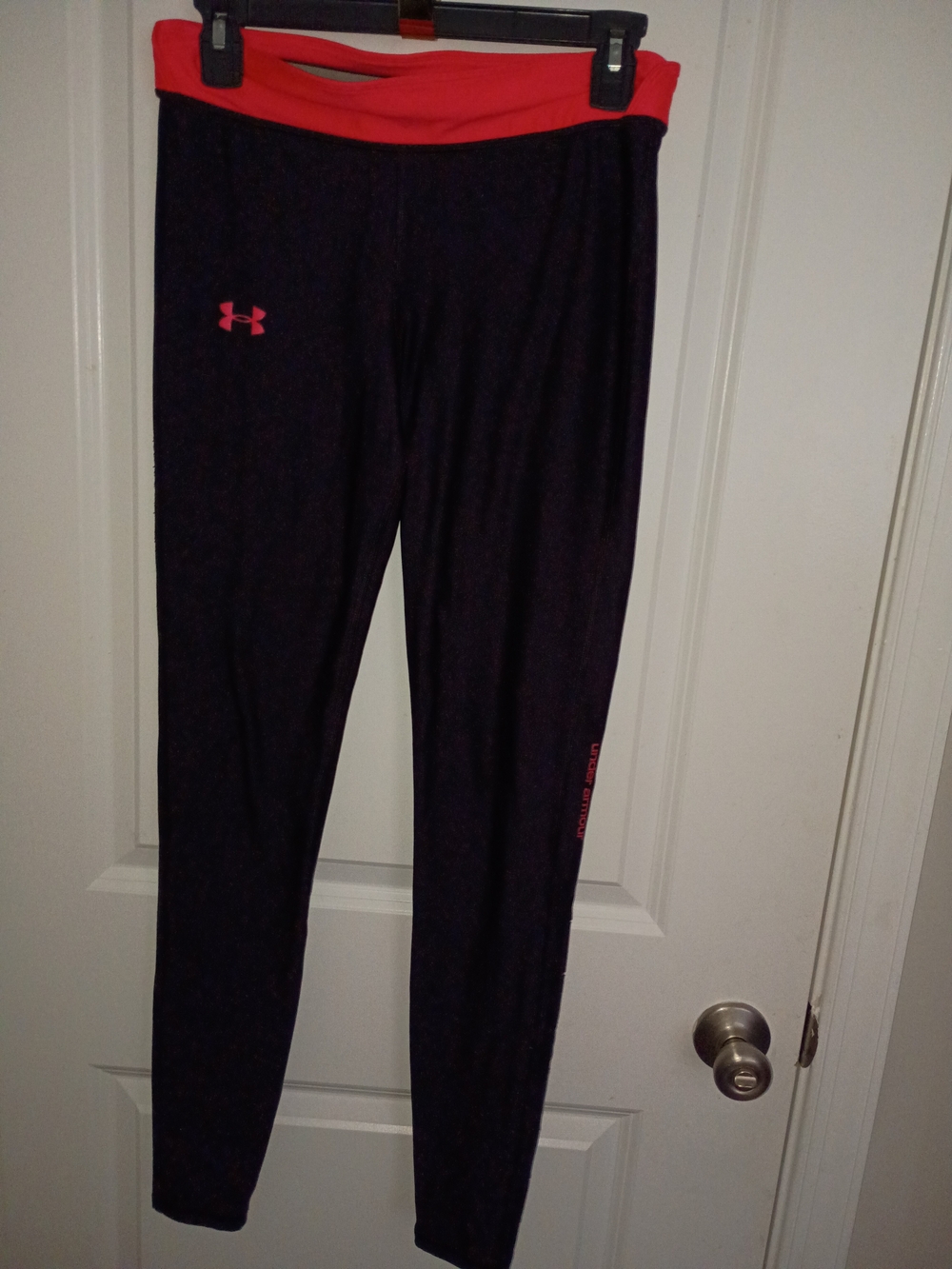 Under Armour Black Leggings with Pink Waistband and Logo